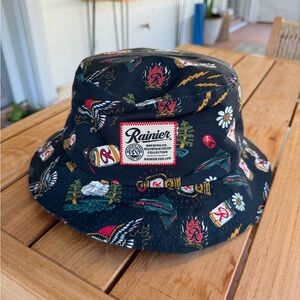 Rainier Brewing Black Patterned Lightweight Bucket Hat